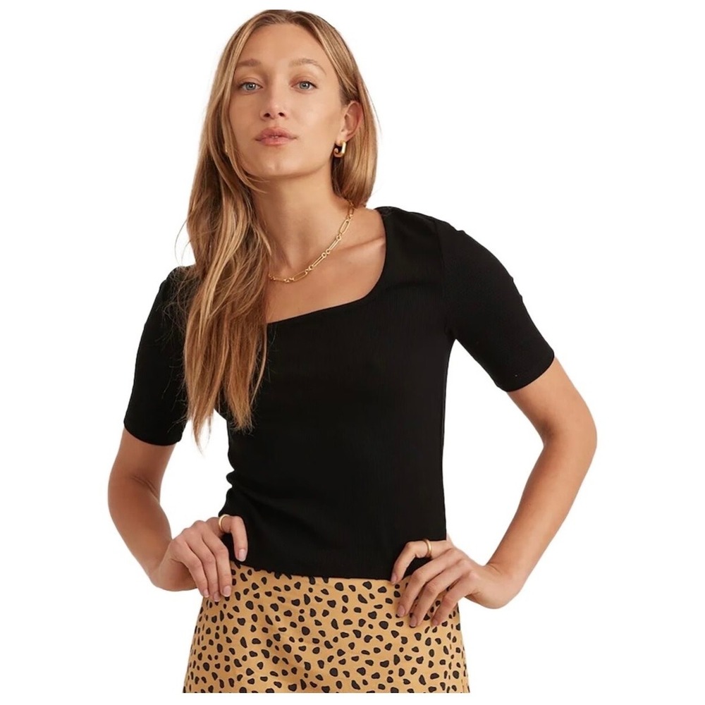 Marine Layer Womens Lexi Rib Square Neck Top Top Size S